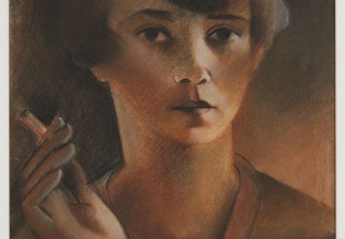 Věra Jičínská, Autoportrét s cigaretou, 1926, pastel, papír, 51 × 38 cm, © Vlastivědné muzeum Dobruška
