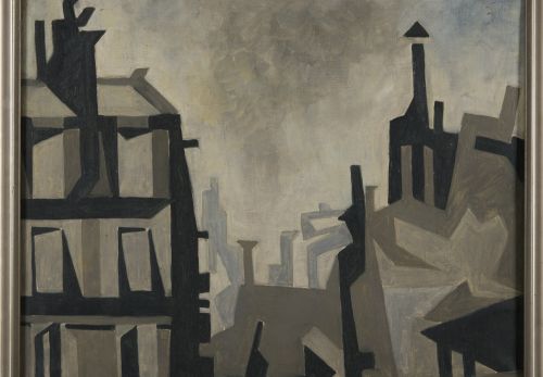 Věra Jičínská, Pařížské střechy, 1923–1924, olej, plátno, 50,5 × 61 cm, © Vlastivědné muzeum Dobruška