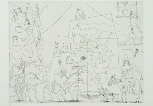 Pablo Picasso (1881– 1973)
Cirkus: akrobati, žirafa, plavci / Au Cirque: Acrobates, Girafe, Nageuses